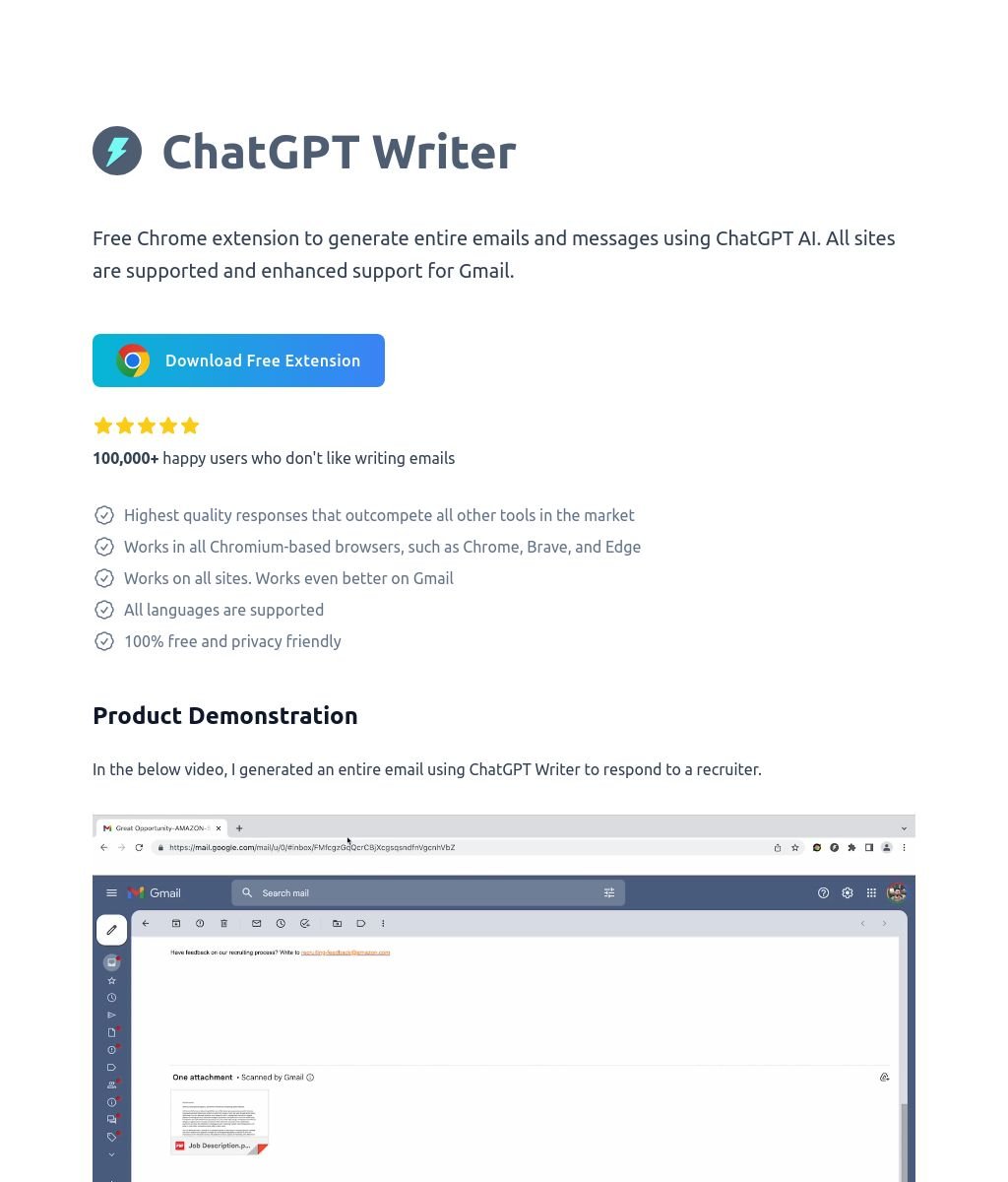 ChatGPT Writer