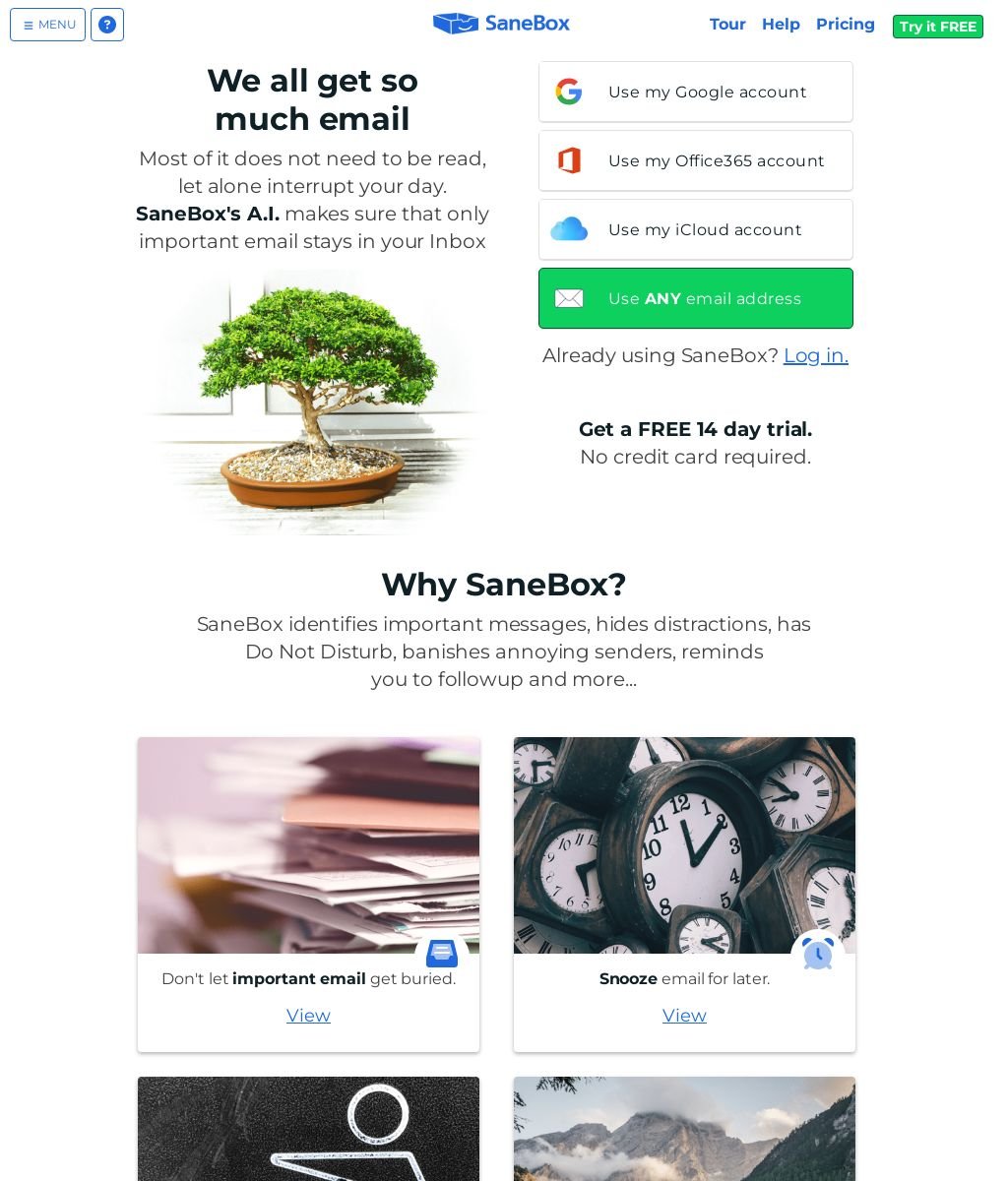 Sanebox screenshot