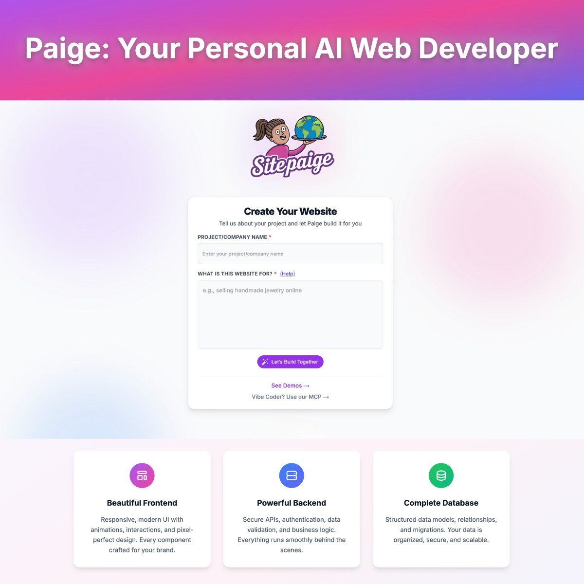 Sitepaige screenshot