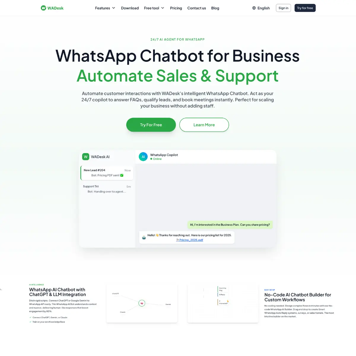WhatsApp Chatbot screenshot