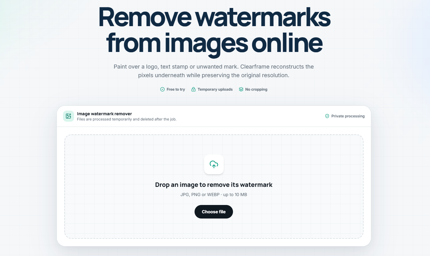 Clearframe screenshot