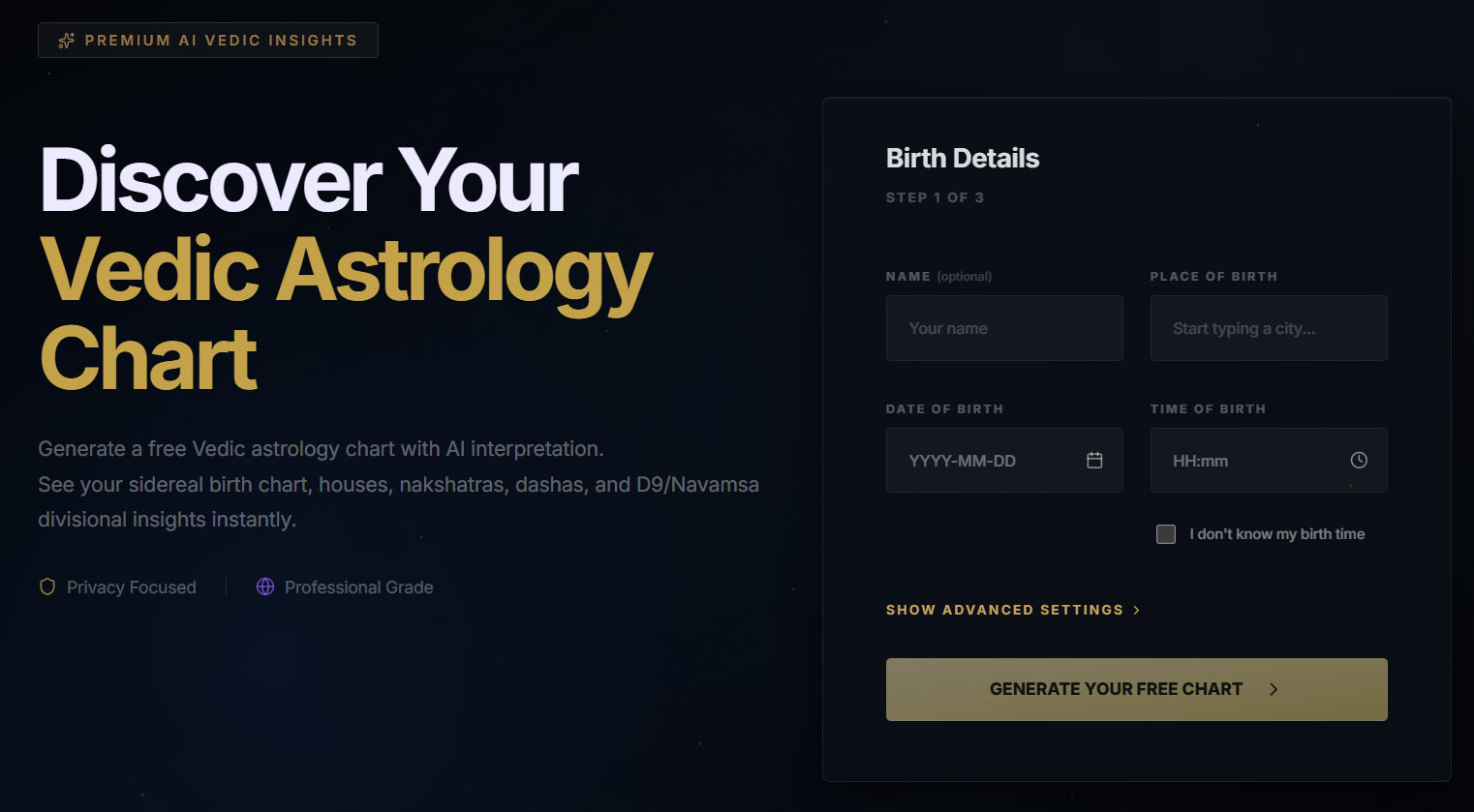Vedic Astrology Chart screenshot